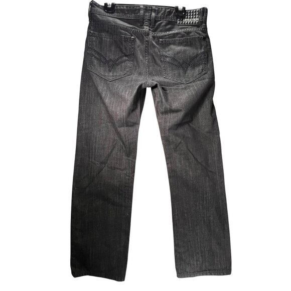 Affliction Black Jeans Blake Relaxed Straight Denim Mens 32x32 Studded Label - Picture 2 of 16